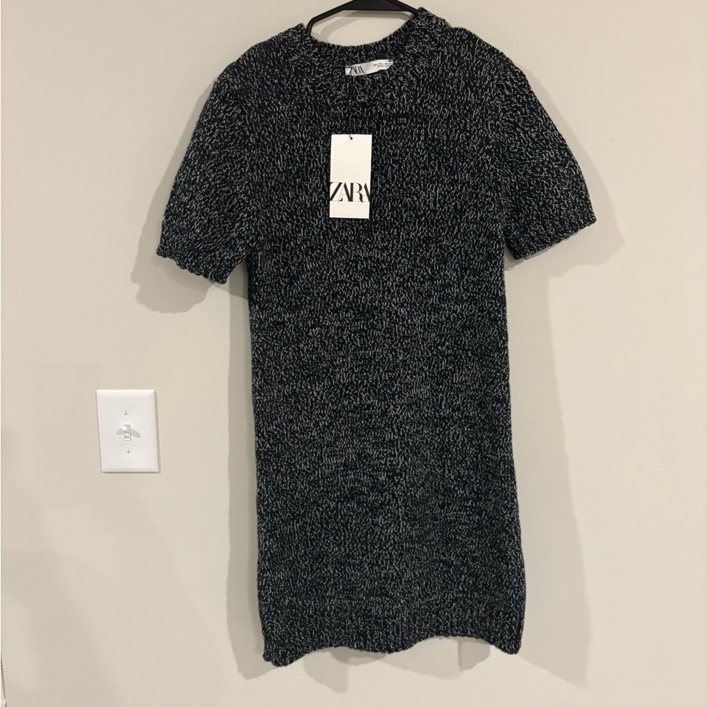 Zara Black and White Knit Dress
